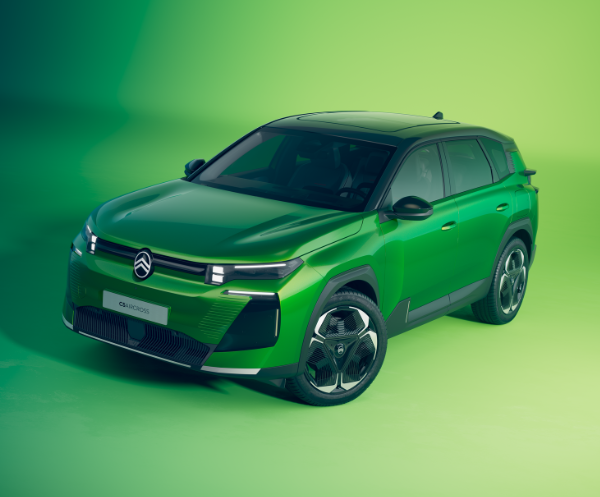Green Citroën C5 X crossover SUV, front and side view.