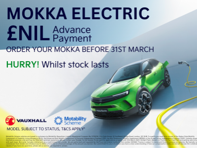 Drive the All-New Mokka Electric with £0 Advance Payment on The Motability Scheme